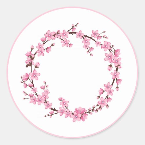 ENVELOPE SEAL STICKER  CHERRY BLOSSOM WREATH