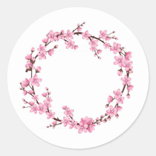ENVELOPE SEAL STICKER : CHERRY BLOSSOM WREATH