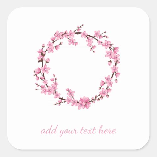 ENVELOPE SEAL STICKER  CHERRY BLOSSOM WREATH