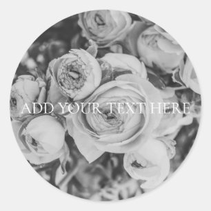 ENVELOPE SEAL STICKER: PEONIES (B + W)