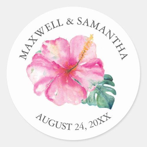 Envelope Seal Sticker Pink Floral Beach Wedding