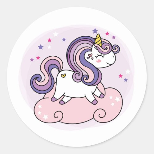 ENVELOPE SEAL STICKER  UNICORN ON A PINK CLOUD