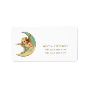 ENVELOPE SEAL STICKER : VICTORIAN  ANGEL AND MOON 