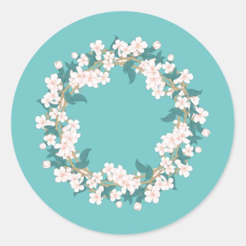 ENVELOPE SEAL STICKER   WHITE CHERRY BLOSSOMS