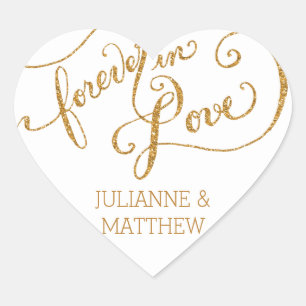 Envelope Seals Script Forever in Love Gold Glitter