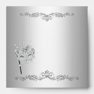 Envelope Silver White Mask Masquerade
