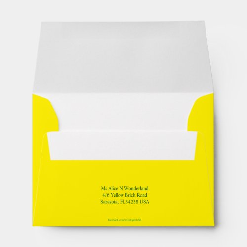 Envelope Size A6 Lemon Yellow Return Address