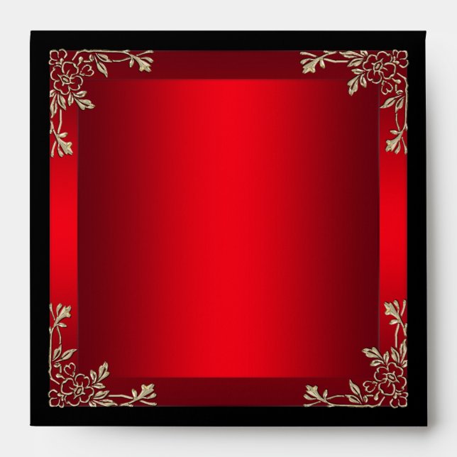 Envelope Square Birthday Red  Black (Front)