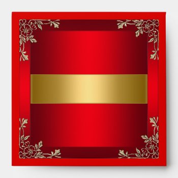 Envelope Square Birthday Red  Gold by invitesnow at Zazzle