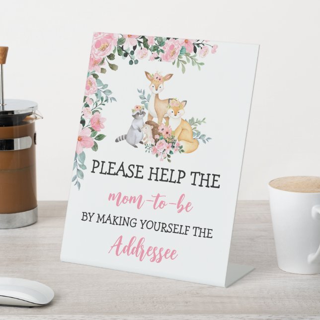 Envelope Station Sign Baby Shower Woodland Girl (In SItu)