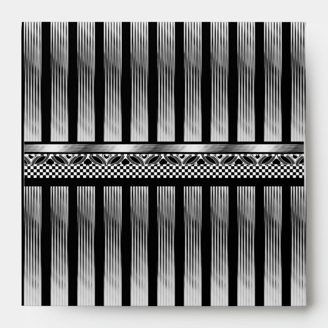 Envelope Vintage Retro Black Silver Art Deco (Front)