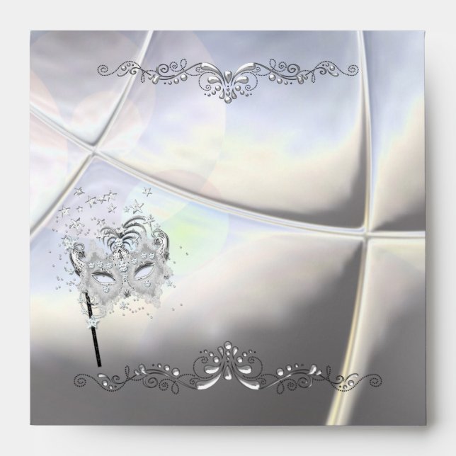 Envelope White Silver Mask Masquerade (Front)