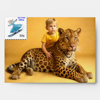 Envelope with a postage stamp