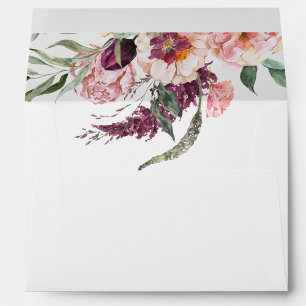 Envelopes 5x7 Boho Blush Pink Burgundy Peony Roses