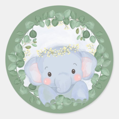 ENVELOPESEALSTICKER  BABY ELEPHANT CLASSIC ROUND STICKER