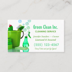 Environment Friendly Green Cleaning Supplies Business Card | Zazzle