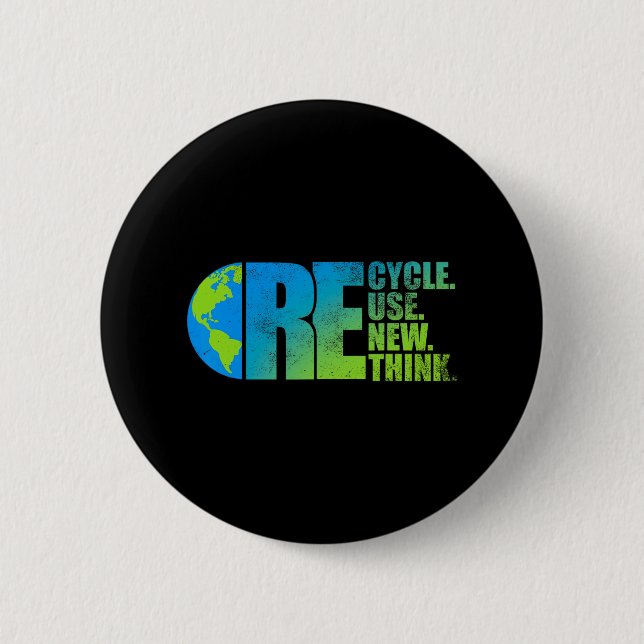 Environmental Activism Recycle Reuse Renew Rethink Button (Front)