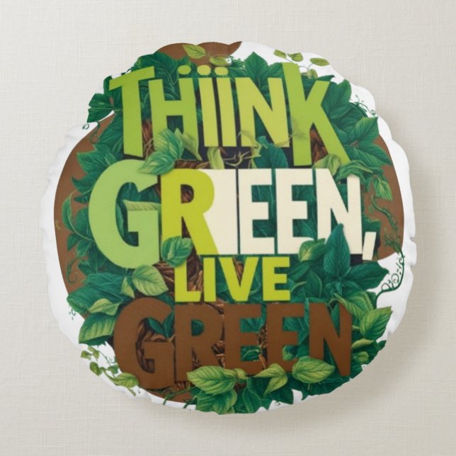 Environmental Awareness Round Pillow (Front)