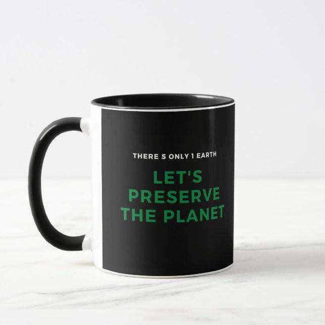 Environmental awareness stop climate change mug (Left)