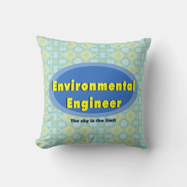 Environmental Engineer Blue Oval Throw Pillow (Front)