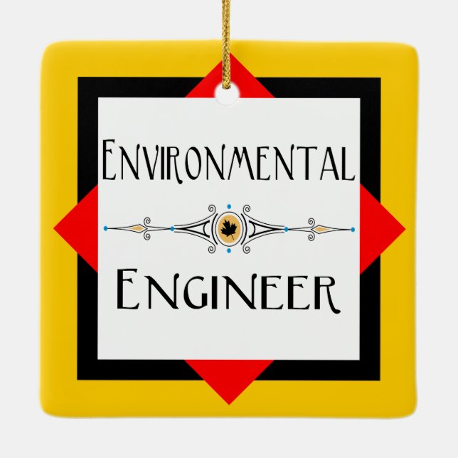 Environmental Engineer Decorative Line Ceramic Ornament (Back)