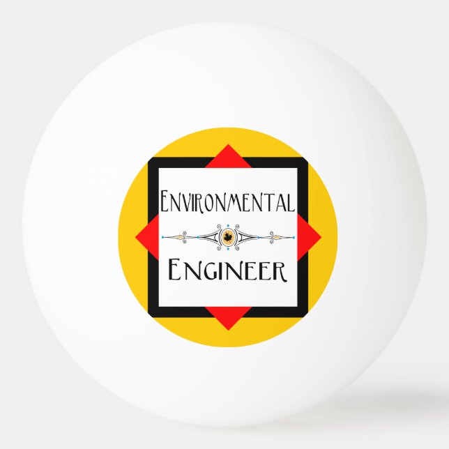 Environmental Engineer Decorative Line Ping Pong Ball (Front)