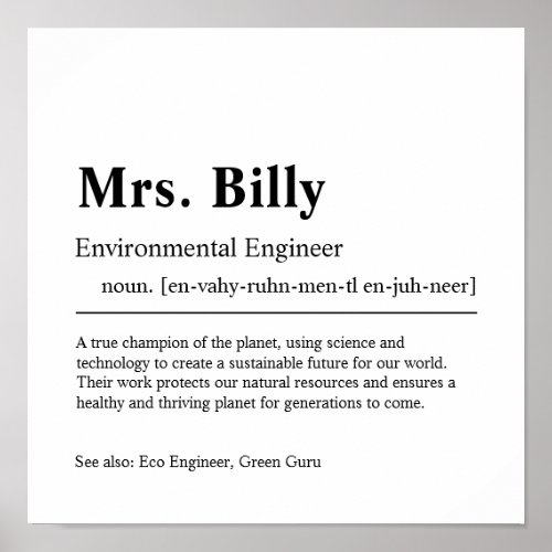 Environmental Engineer Personalized Gift Poster