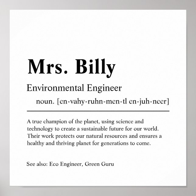 Environmental Engineer Personalized Gift Poster (Front)