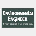 Environmental Engineer Zombie Fighter Rectangular Sticker
