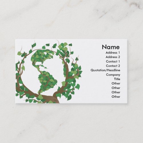 Environmental globe world tree business card