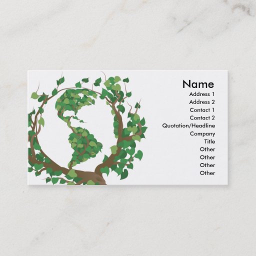 Customizable Environmental globe world tree business card