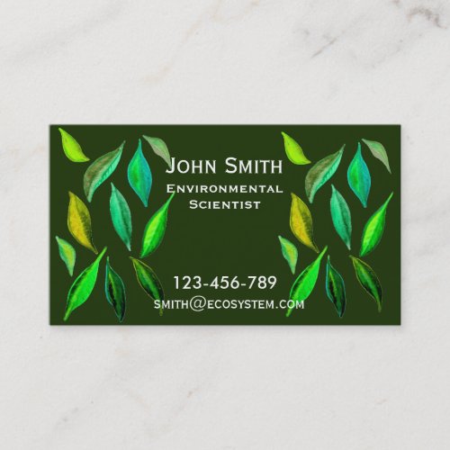 Environmental Scientist  modern leaf design Business Card