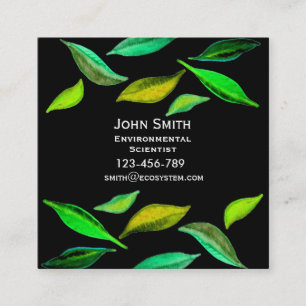 Environmental Scientist modern leaf design Square Business Card