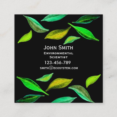 Environmental Scientist  modern leaf design Square Business Card