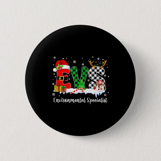 Environmental Specialist Christmas Lights Red Plai Button (Front)