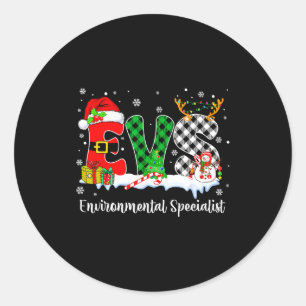 Environmental Specialist Christmas Lights Red Plai Classic Round Sticker