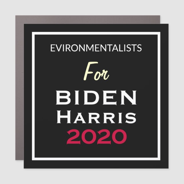 ENVIRONMENTALISTS BIDEN HARRIS Black White Red Car Magnet (Front)