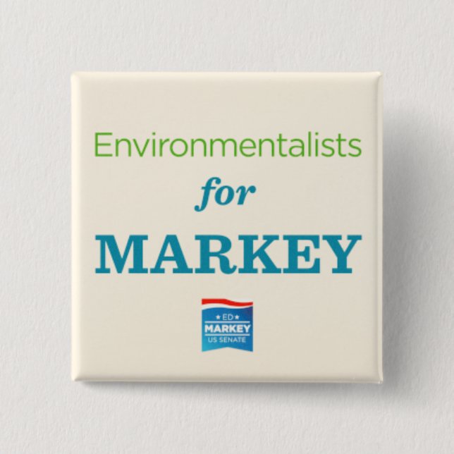 ENVIRONMENTALISTS FOR MARKEY PINBACK BUTTON (Front)
