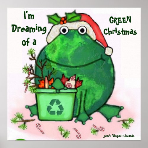 Environmentaly Friendly Christmas Frog Poster