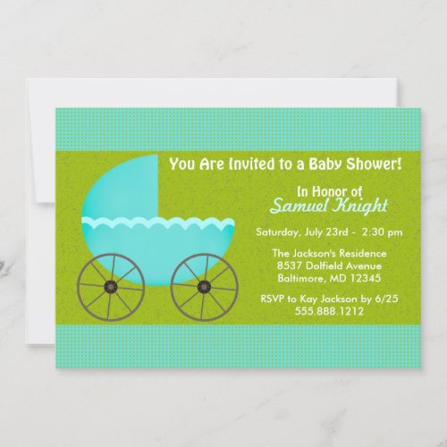 Envisager Blue Stroller Boy Baby Shower Invite
