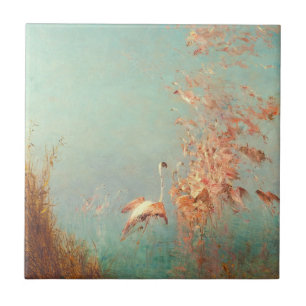 Envol De Flamants Roses, Étang De Vaccarès Ceramic Tile