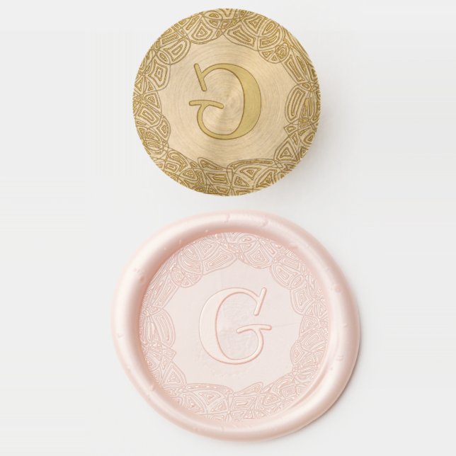 Enwreathed Initial Solid Brass Wax Stamper (Stamped)