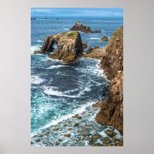 Enys Dodnan and Armed Knight Lands End Cornwall Poster