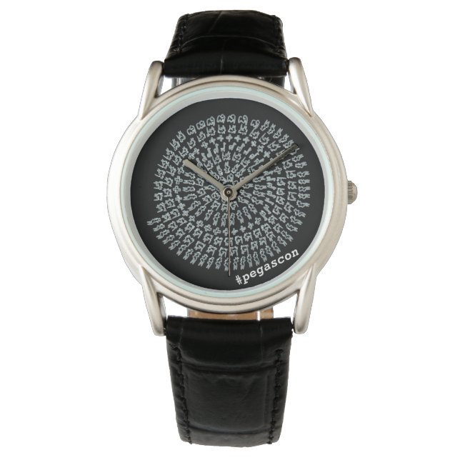 "Enyu Mandala" has a white pattern on black ground Watch (Front)