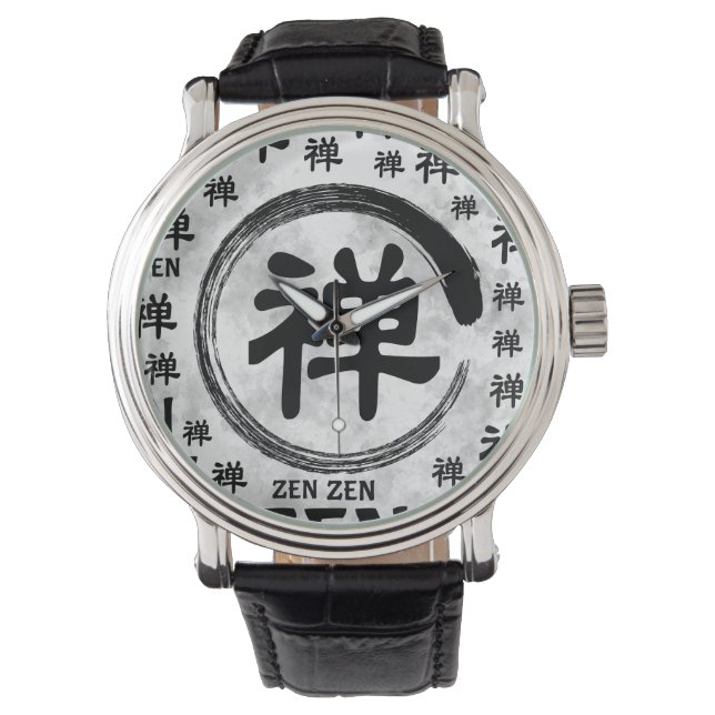 Enzo Circle and Zen symbol and word pattern Watch (Front)