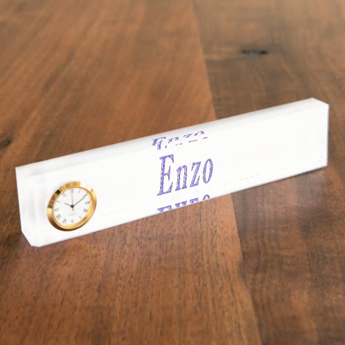 Enzo_Name_Logo Desk Name Plate With Clock