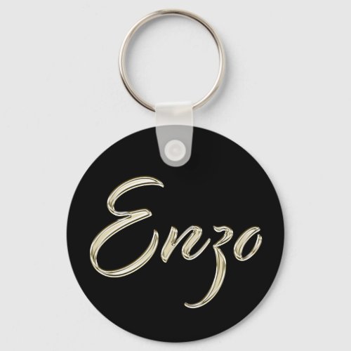 Enzo Name whitegold Button Schlsselanhnger Keychain