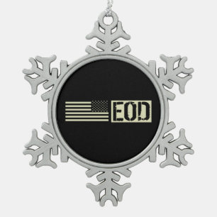 EOD - Black Flag Snowflake Pewter Christmas Ornament