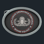 EOD "Bomb Squad" Belt Buckle<br><div class="desc">Original photo of an EOD badge on black with Explosive Ordnance Disposal "Bomb Squad" around</div>