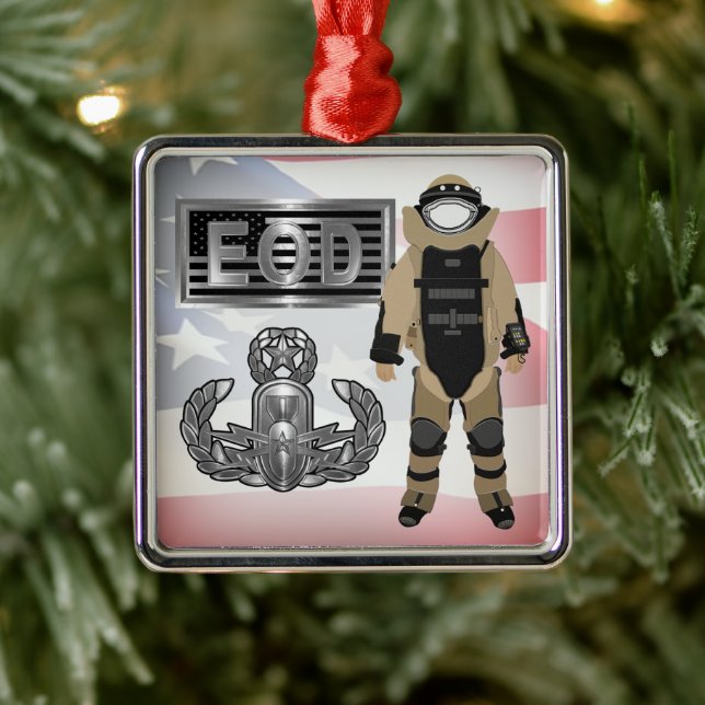 EOD Bomb Suit Metal Ornament (Tree)